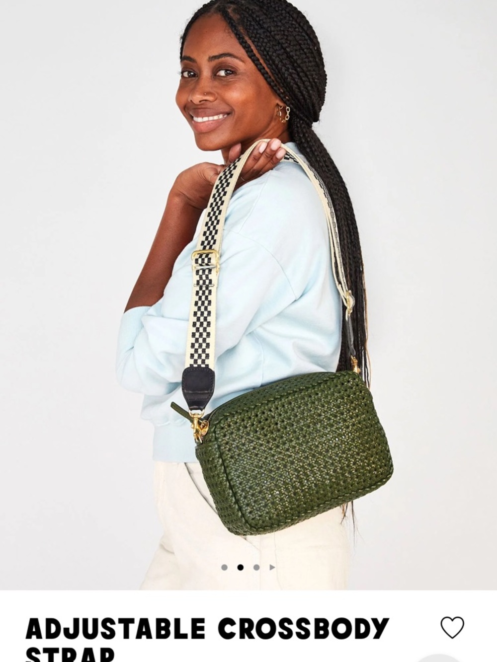 Detachable Beige & Black Checkered Bag Strap with Gold Hardware - Picture 4 of 7